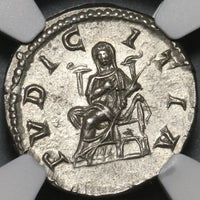 196 NGC Ch AU Julia Domna Denarius Roman Empire Pudicitia Facing (21060602C)