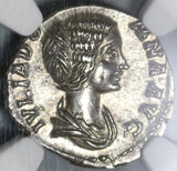 193 NGC Ch AU Julia Domna Denarius Roman Empire Venus Apple (21020702C)
