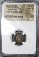 360 NGC AU* Julian II Roman Empire Siliqua Lugdunum Mint Pedigree 4/5 5/5 (18121603C)
