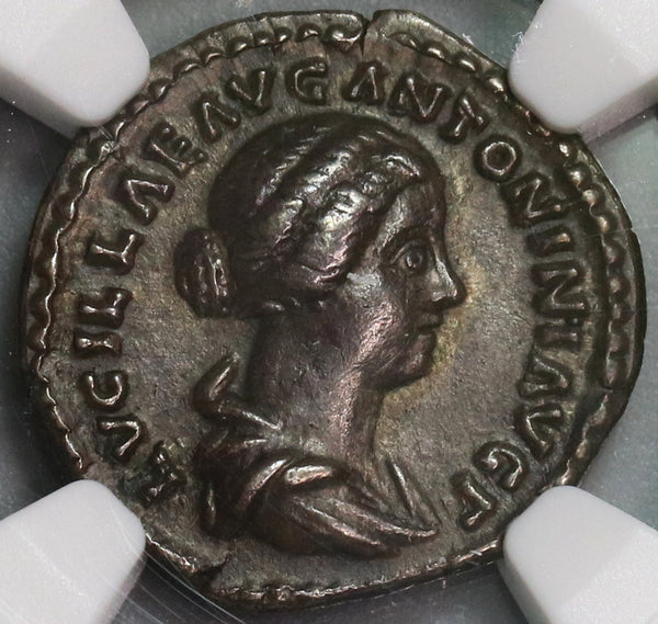 164 NGC Ch XF Lucilla Roman Empire Denarius Concordia Lucius Verus (19093003C)