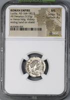 161 NGC MS Lucilla Roman Empire Denarius Venus Victrix Mint State (18092502C)