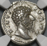 169 NGC Ch VF Lucius Verus Roman Empire Funeral Pyre Denarius Consecration Aurelius (20083003C)