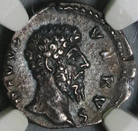 169 NGC Ch XF Lucius Verus Roman Empire Posthumous Eagle Denarius Aurelius (22031605C)