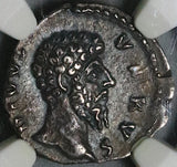 169 NGC Ch XF Lucius Verus Roman Empire Posthumous Eagle Denarius Aurelius (22031605C)