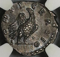 169 NGC Ch XF Lucius Verus Roman Empire Posthumous Eagle Denarius Aurelius (22031605C)