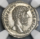 163 Lucius Verus NGC MS Roman Empire Denarius Mars Mint State Ancient Coin (19060903C)