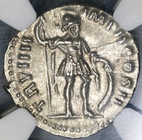 163 Lucius Verus NGC MS Roman Empire Denarius Mars Mint State Ancient Coin (19060903C)