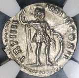 163 Lucius Verus NGC MS Roman Empire Denarius Mars Mint State Ancient Coin (19060903C)