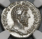 163 NGC XF Lucius Verus Roman Empire Denarius Mars Unlisted Portrait (20083002C)