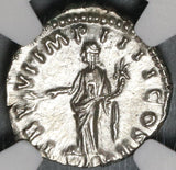 166 NGC Ch AU Lucius Verus Roman Empire Denarius Pax Peace (20050504C)