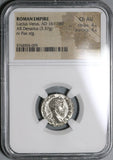 166 NGC Ch AU Lucius Verus Roman Empire Denarius Pax Peace (20050504C)
