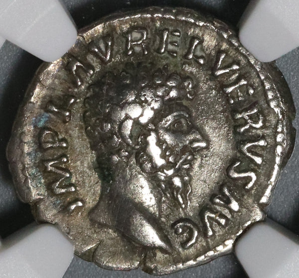 161 NGC Ch VF Lucius Verus Roman Empire Denarius Providentia (20050104C)