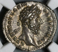 167 NGC Ch AU Lucius Verus Roman Empire Denarius Victory Marcus (20092604C)