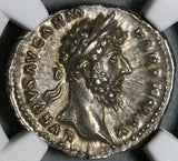 167 NGC Ch AU Lucius Verus Roman Empire Denarius Victory Marcus (20092604C)