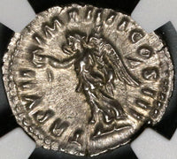 167 NGC Ch AU Lucius Verus Roman Empire Denarius Victory Marcus (20092604C)