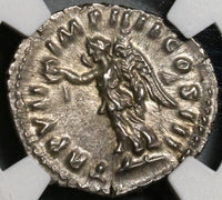 167 NGC Ch AU Lucius Verus Roman Empire Denarius Victory Marcus (20092604C)