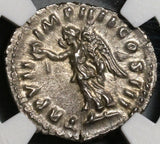 167 NGC Ch AU Lucius Verus Roman Empire Denarius Victory Marcus (20092604C)