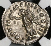 167 NGC Ch AU Lucius Verus Roman Empire Denarius Victory Marcus (20092604C)