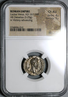 167 NGC Ch AU Lucius Verus Roman Empire Denarius Victory Marcus (20092604C)