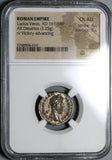 167 NGC Ch AU Lucius Verus Roman Empire Denarius Victory Marcus (20092604C)