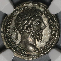 165 NGC XF Marcus Aurelius Denarius Roman Empire Annoa Ship Modius (20080602C)