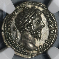 165 NGC XF Marcus Aurelius Denarius Roman Empire Annoa Ship Modius (20080602C)