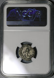 165 NGC XF Marcus Aurelius Denarius Roman Empire Annoa Ship Modius (20080602C)
