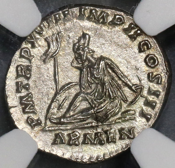 164 NGC MS Marcus Aurelius Denarius Armenia Conquest Roman Empire
