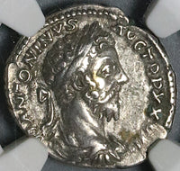 173 NGC Ch XF Marcus Aurelius Denarius Roman Empire German Captive Pedigree (21091503C)