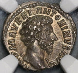 161 NGC Ch AU Star Roman Empire Marcus Aurelius Denarius Concordia 5/5 5/5 (19041601C)