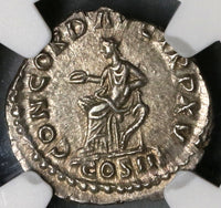 161 NGC Ch AU Star Roman Empire Marcus Aurelius Denarius Concordia 5/5 5/5 (19041601C)