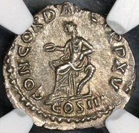 161 NGC Ch AU Star Roman Empire Marcus Aurelius Denarius Concordia 5/5 5/5 (19041601C)