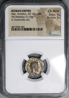 161 NGC Ch AU Star Roman Empire Marcus Aurelius Denarius Concordia 5/5 5/5 (19041601C)