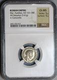 162 NGC Ch MS Roman Empire Marcus Aurelius Denarius Concordia 5/5 5/5 (19090201C)