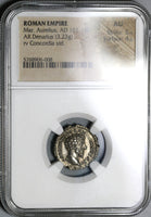 162 NGC AU Marcus Aurelius Denarius Concordia Roman Empire (20082002C)