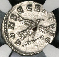 180 NGC ChAU Marcus Aurelius Roman Empire Denarius Posthumous Eagle Consecratio Pedigree (21082201C)