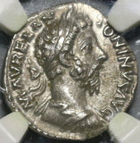 180 NGC AU Marcus Aurelius Denarius Fortuna Roman Empire Death Issue (20090702C)