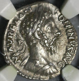180 NGC AU Marcus Aurelius Denarius Fortuna Roman Empire Death Issue (20090702C)