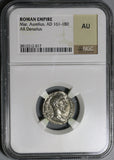 180 NGC AU Marcus Aurelius Denarius Fortuna Roman Empire Death Issue (20090702C)