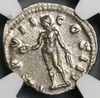 174 NGC Ch AU Marcus Aurelius Roman Empire Denarius Genius Pedigree (18100901C)
