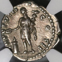 153 NGC Ch VF Marcus Aurelius Caesar Roman Empire Denarius Genius of the Legions (20071206C)
