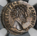 152 NGC MS Marcus Aurelius Roman Empire Caesar Denarius Genius Legions (21042106C)