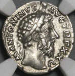 170 NGC XF Marcus Aurelius Roman Empire Denarius Jupiter Thunderbolt (21012102C)