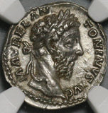 179 NGC AU Marcus Aurelius Roman Empire Denarius Mars Spear Shield (21010401C)