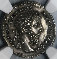 171 NGC AU Roman Empire Marcus Aurelius Denarius Mars Legions War 5/5 5/5 (21061601C)