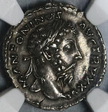 171 NGC AU Roman Empire Marcus Aurelius Denarius Mars Legions War 5/5 5/5 (21061601C)