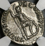 179 NGC AU Marcus Aurelius Roman Empire Denarius Mars Spear Shield (21010401C)