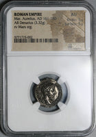 171 NGC AU Roman Empire Marcus Aurelius Denarius Mars Legions War 5/5 5/5 (21061601C)
