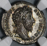 172 NGC MS Marcus Aurelius Roman Empire Denarius Mars Mint State (20101502C)