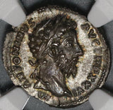 172 NGC MS Marcus Aurelius Roman Empire Denarius Mars Mint State (20101502C)